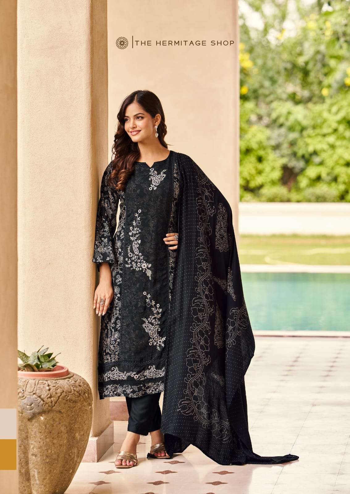 THE HERMITAGE SHOP HASSAL COTTON DISCHARGE PRINTS THREE PIECE KURTA SETS SUPPLIER 